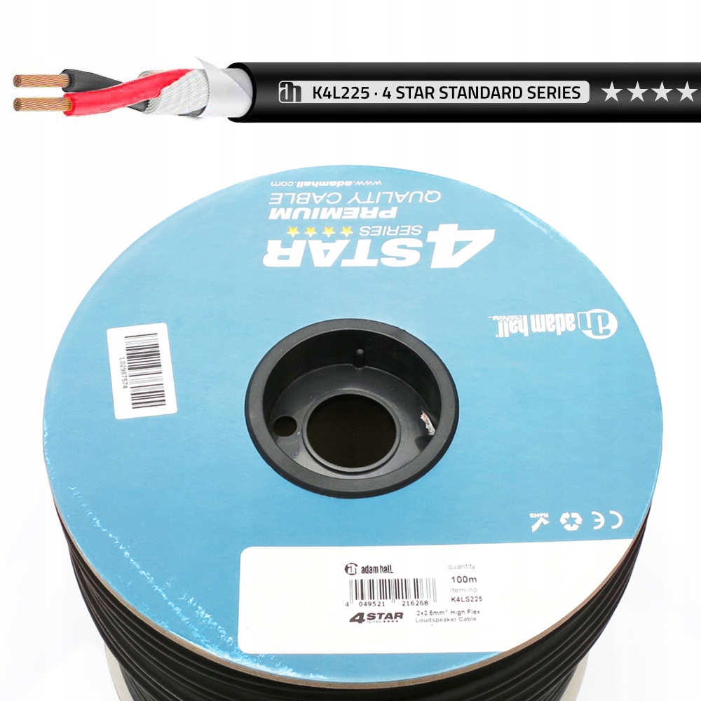 Adam Hall K4L225 Pro Ofc Kabel Reproduktorový 2x 2.5 mm² 100 m