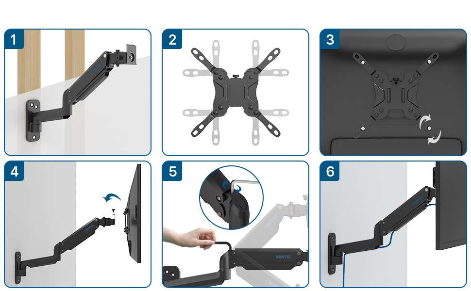 UCHWYT ŚCIENNY DO TV MONITORA PC 13-42 CALI 8KG (957) Marka Bontec
