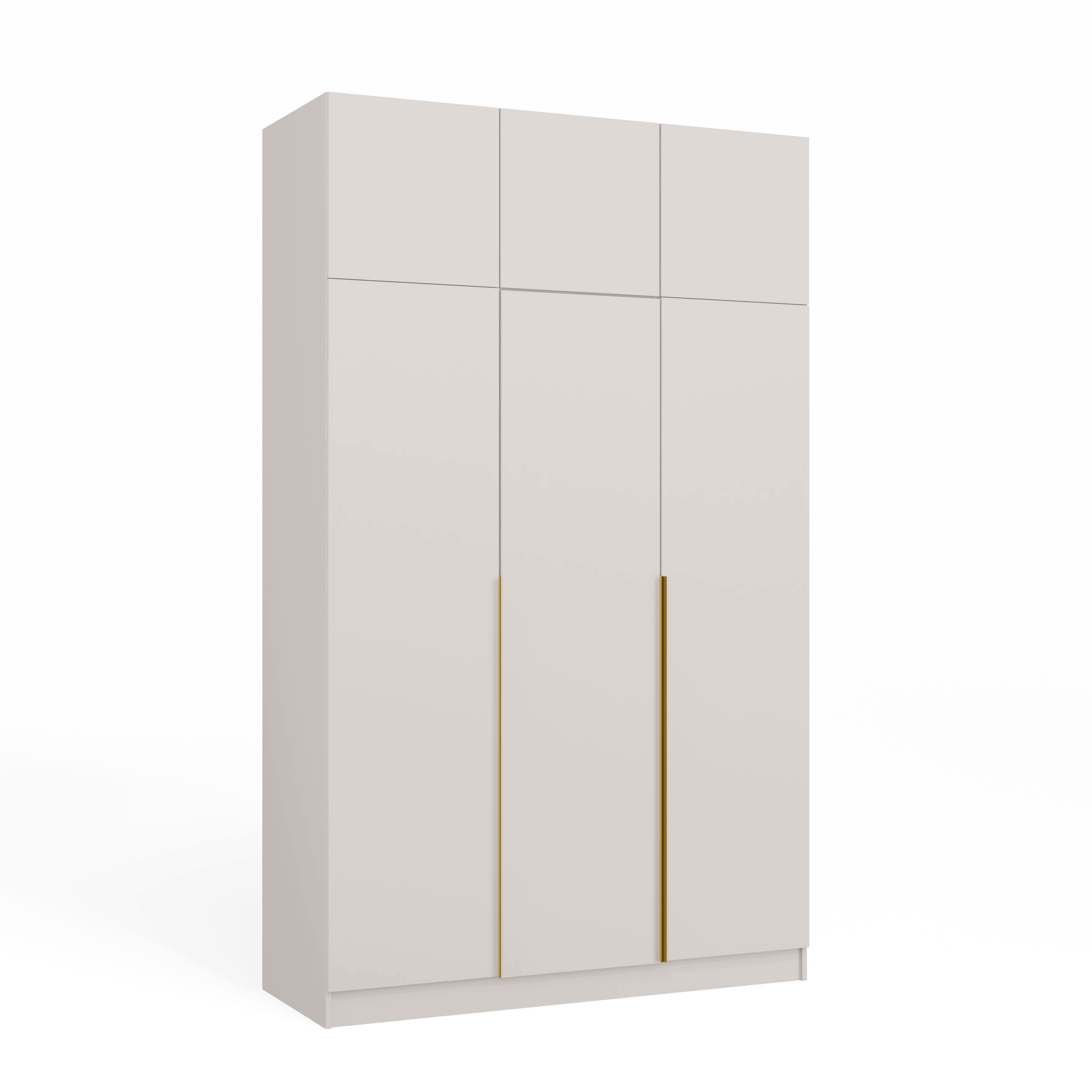 Szafa do sypialni garderoba wysoka duża 250x150cm Kaszmir Beż Złote Uchwyty