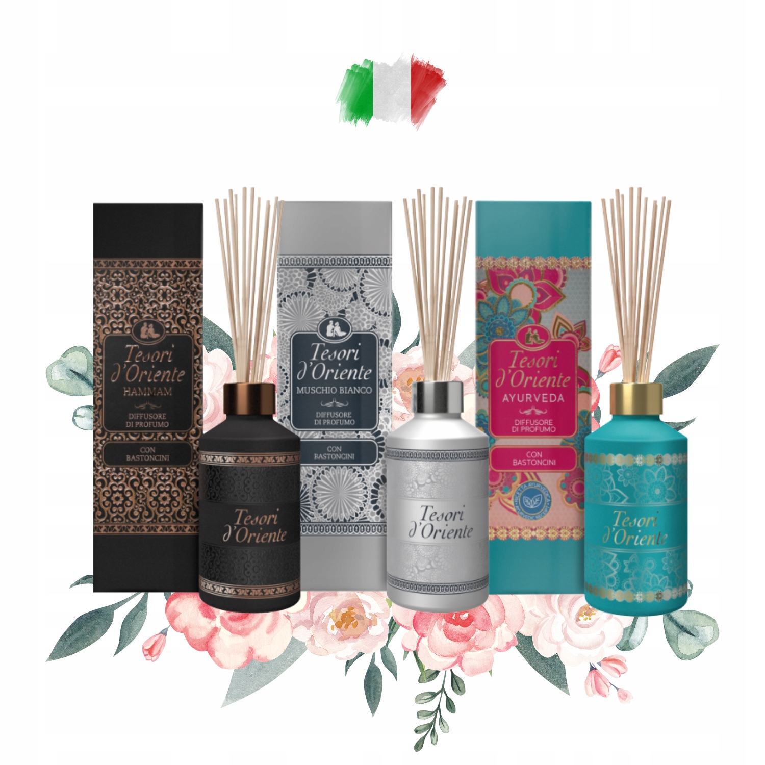 Levně Tesori sada 3 x vonných tyčinek: Muschio pižmo, Ayurveda, Hammam