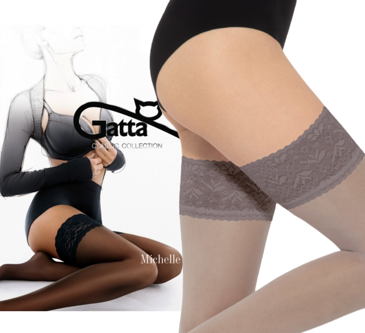

Pończochy samonośne Gatta Michelle lycra 1/2 szare