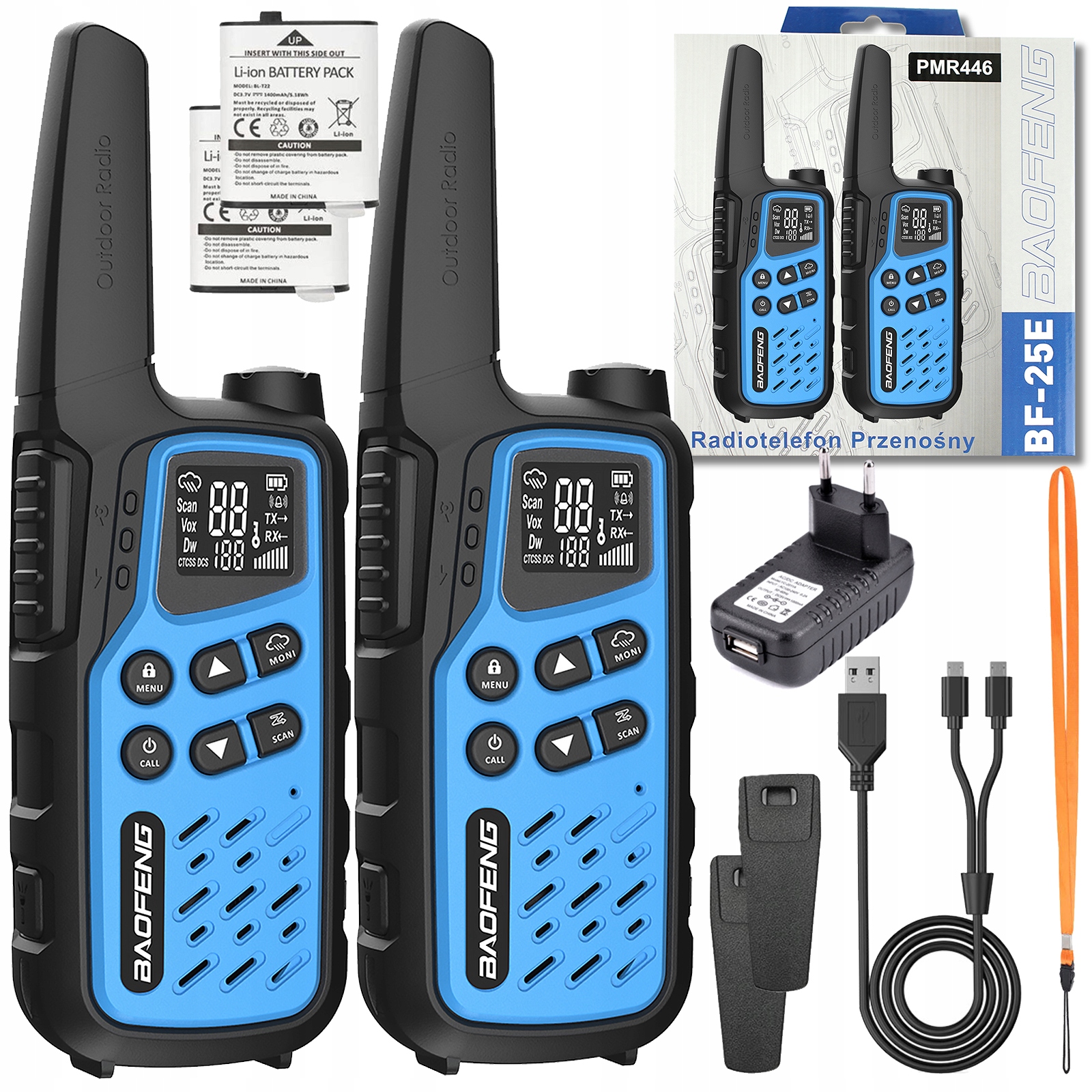 Baofeng BF-25E Krótkofalówka Duży Zasięg Podkanały Łoki Toki Usb-c Latarka