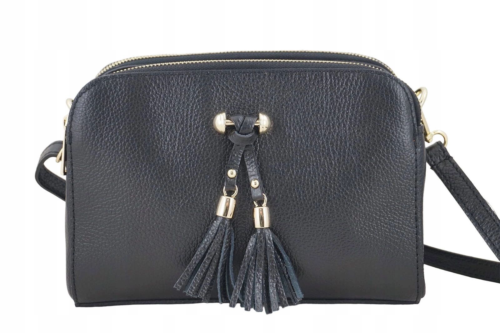 Kabelka Přes Rameno kožená s kapsami černá