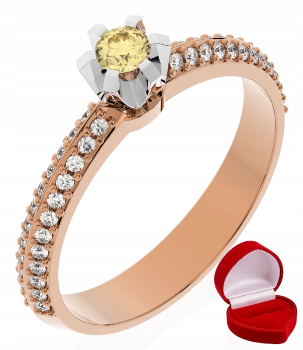 Zlatý Prstýnek 585 14k Safír 0,09 ct Růžové Zlato R29