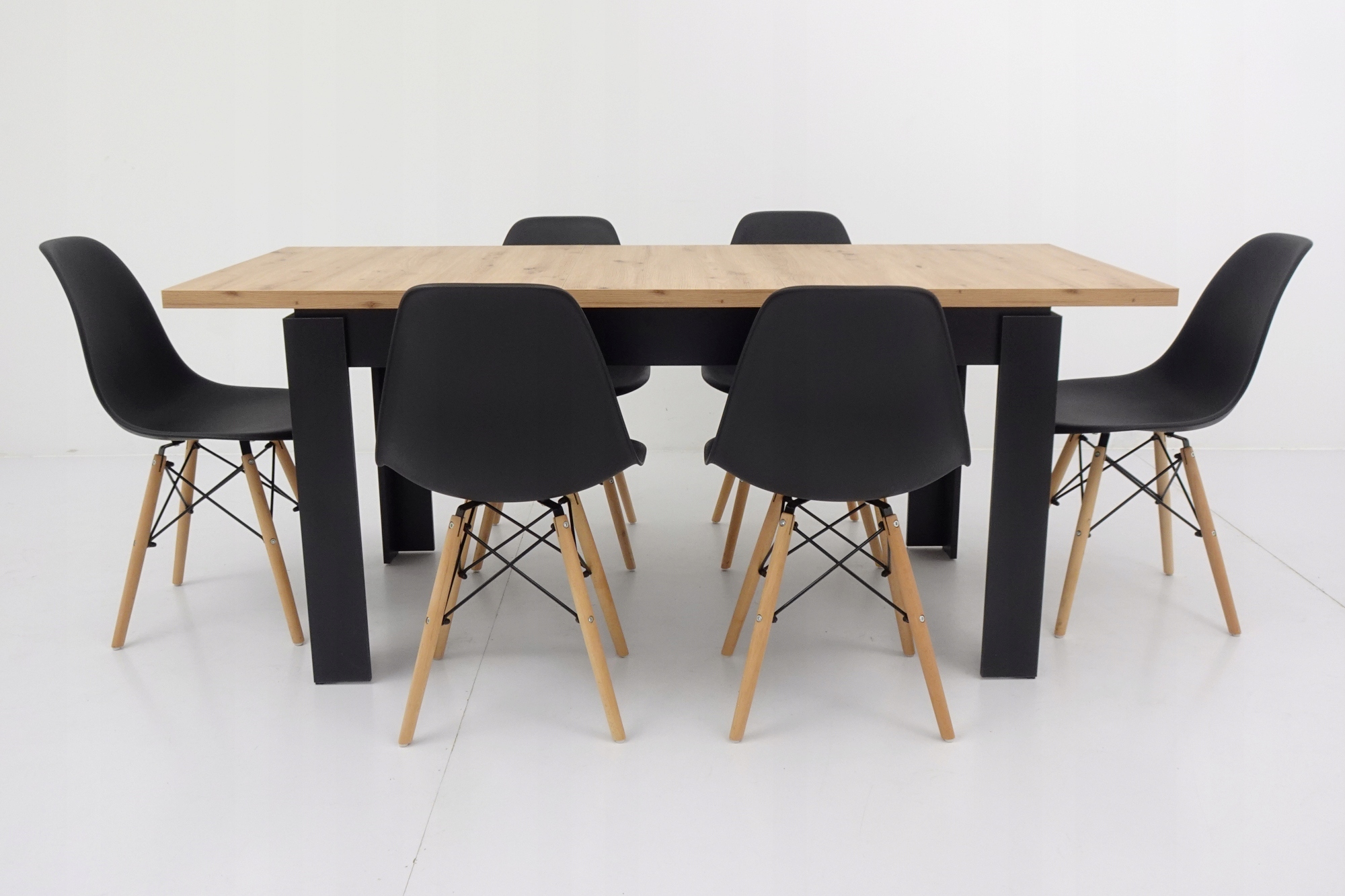 Zestaw 6 krzeseł i stół 80x140/180 cm BLAT ARTISAN Długość stołu 140 cm