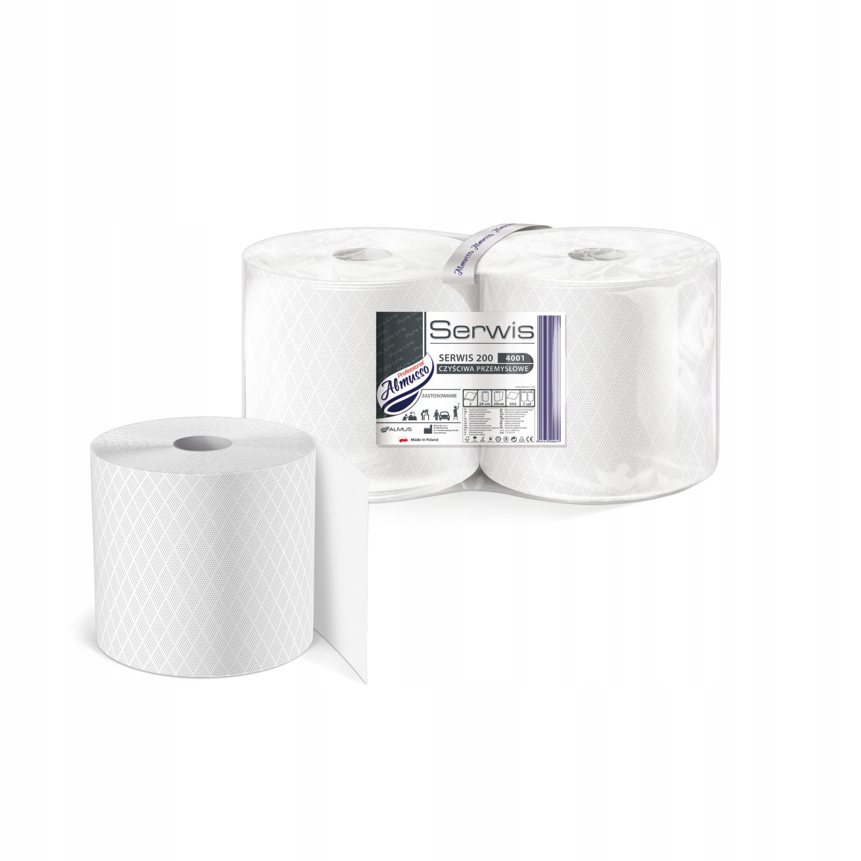 CZYŚCIWO PAPIEROWE RĘCZNIK PAPIEROWY CELULOZA 200M Kod producenta 4001