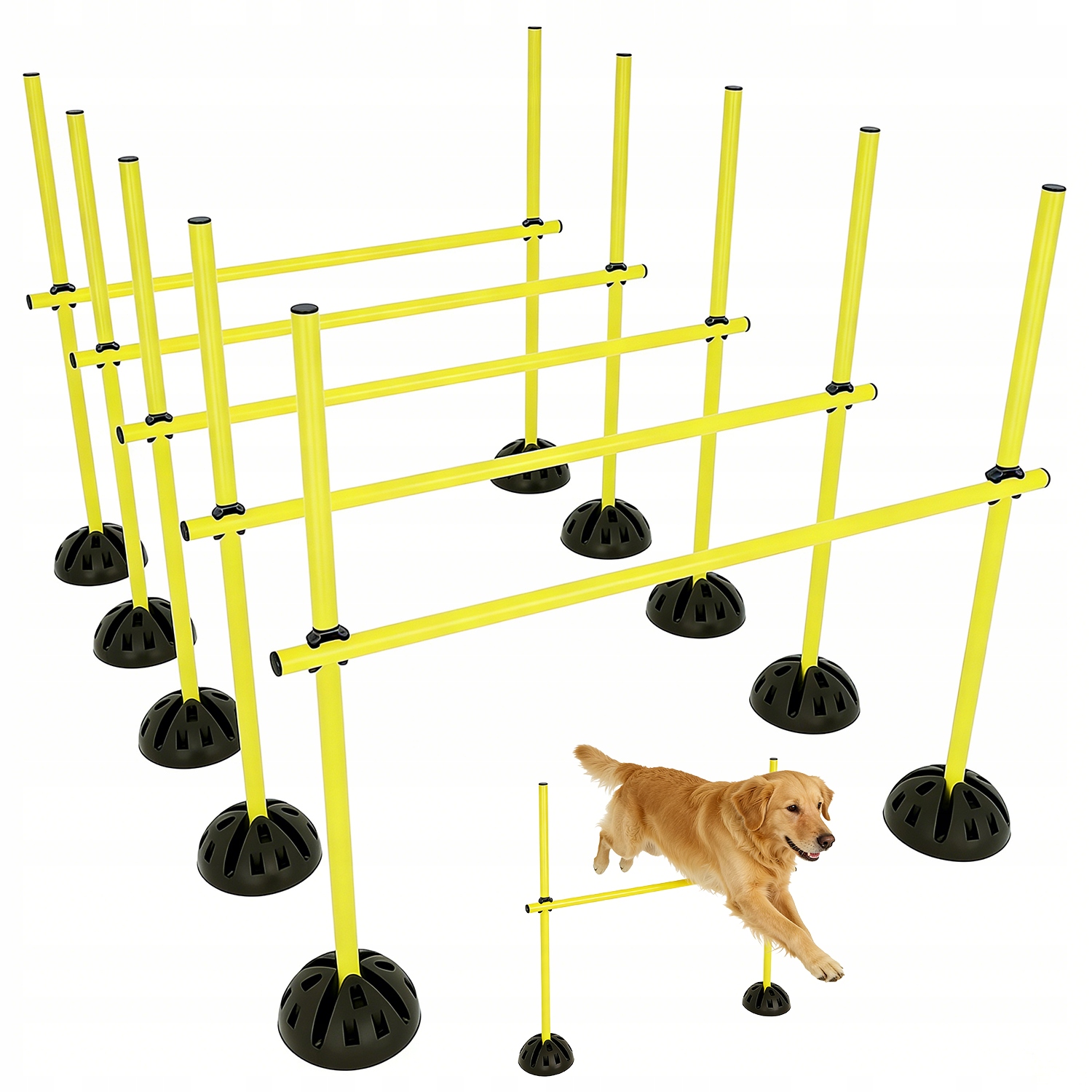 Słupki Treningowe Piłkarskie Agility Zestaw 15 Kijów Z Podstawami