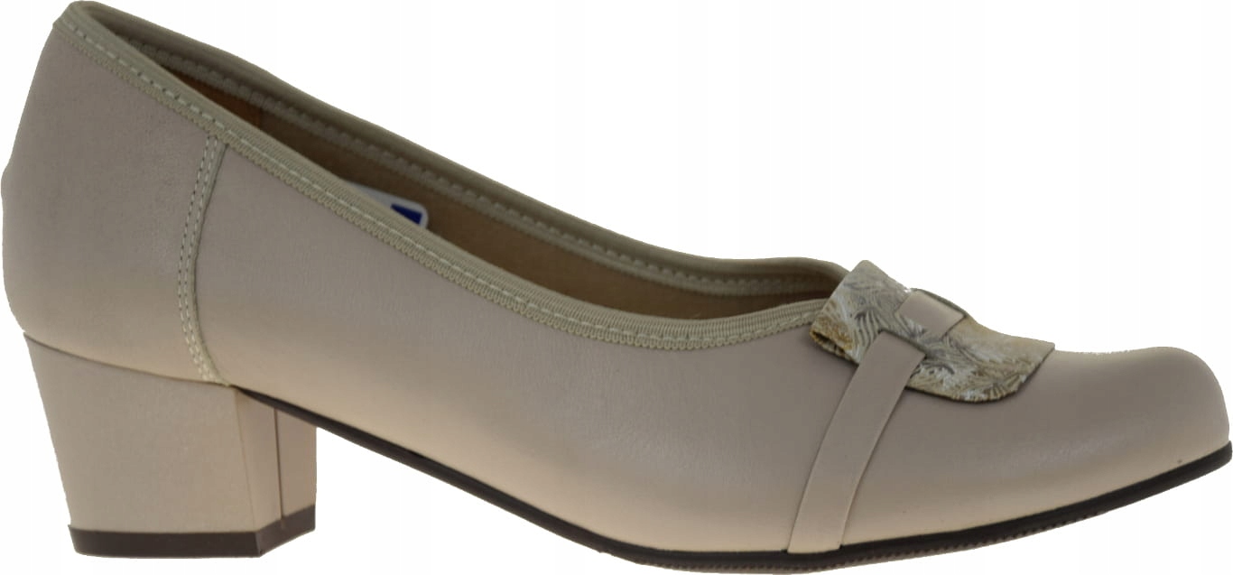 Elegantní dámské kožené lodičky béžové Galant 2802 na nízkém podpatku VEL.38