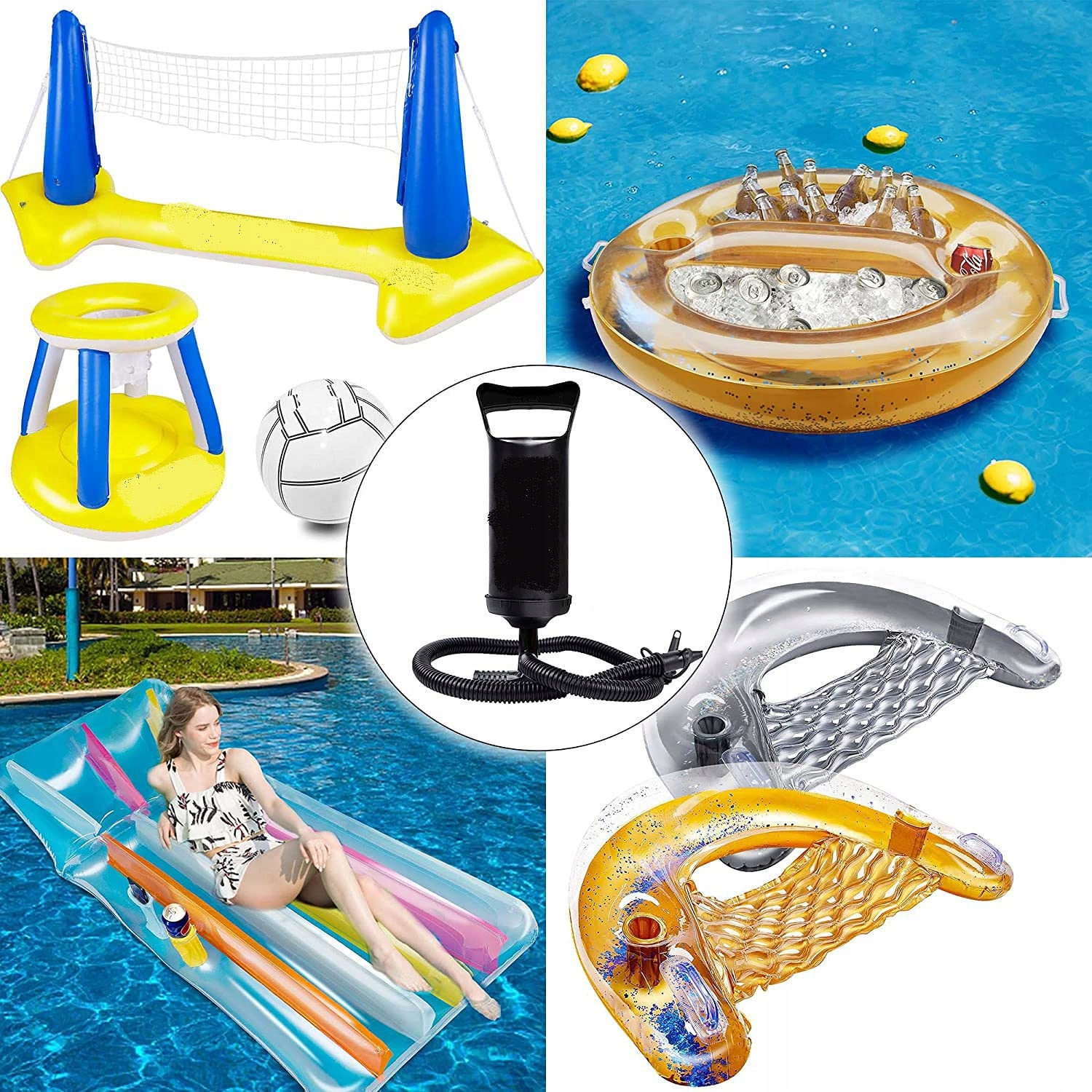 MOCNA POMPKA DO MATERACA PONTONÓW DMUCHAŃCE NA BASEN RĘCZNA TŁOKOWA XXL Marka Maverick