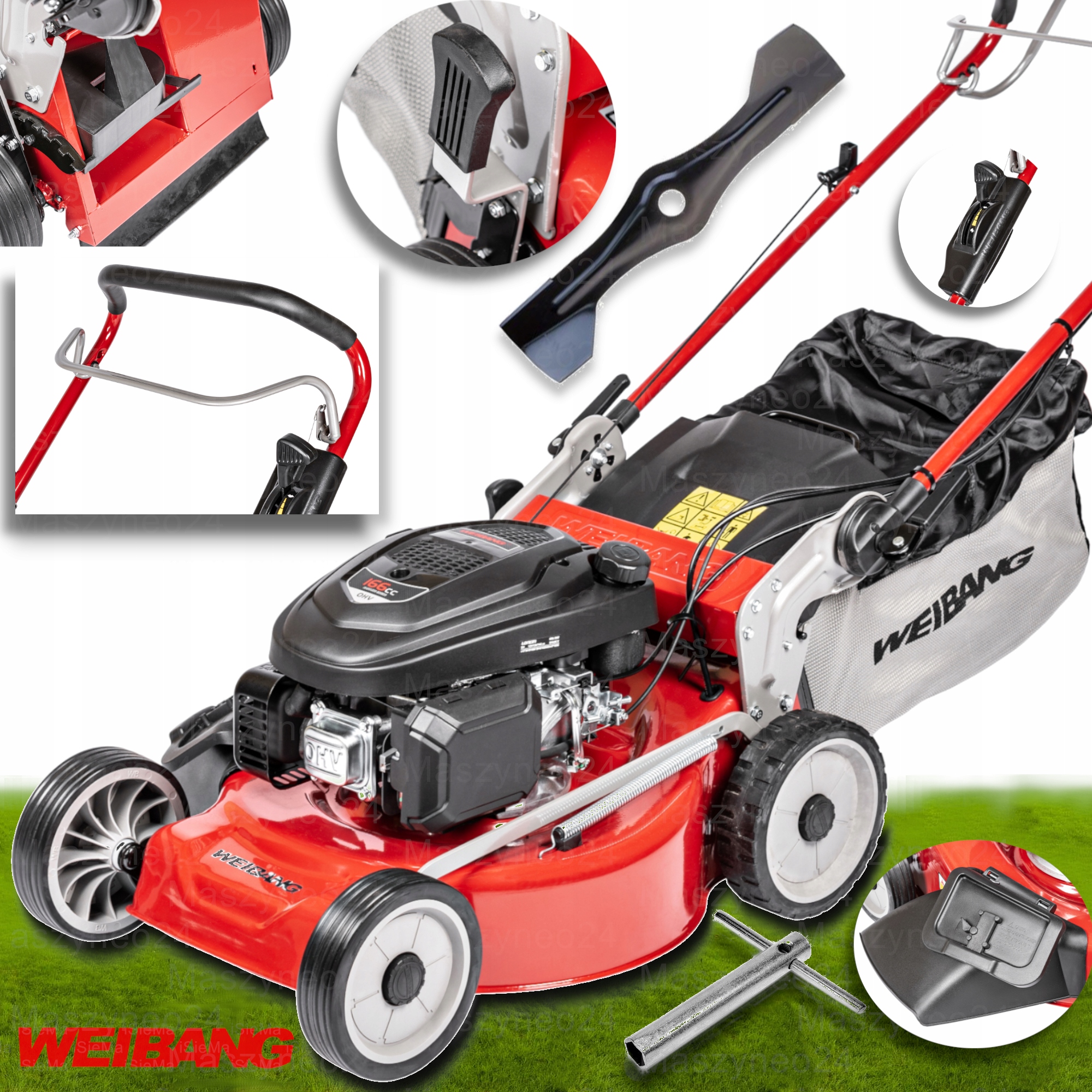 WB506HC 3w1 Weibang Kosiarka spalinowa 49cm silnik Loncin 166cm3 50cm Mocna