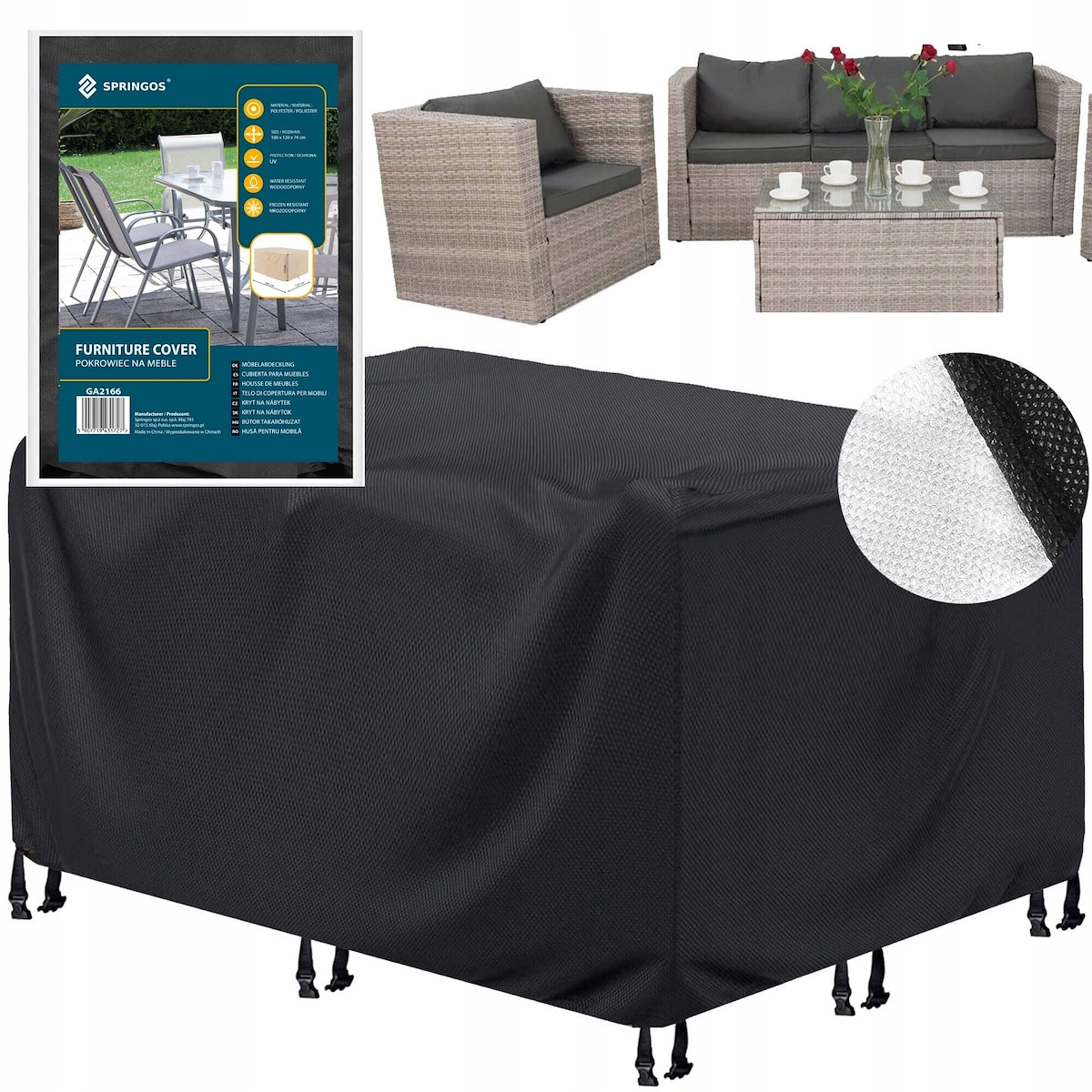 

Pokrowiec Na Meble Czarny Wodoodporny 180x120x74cm