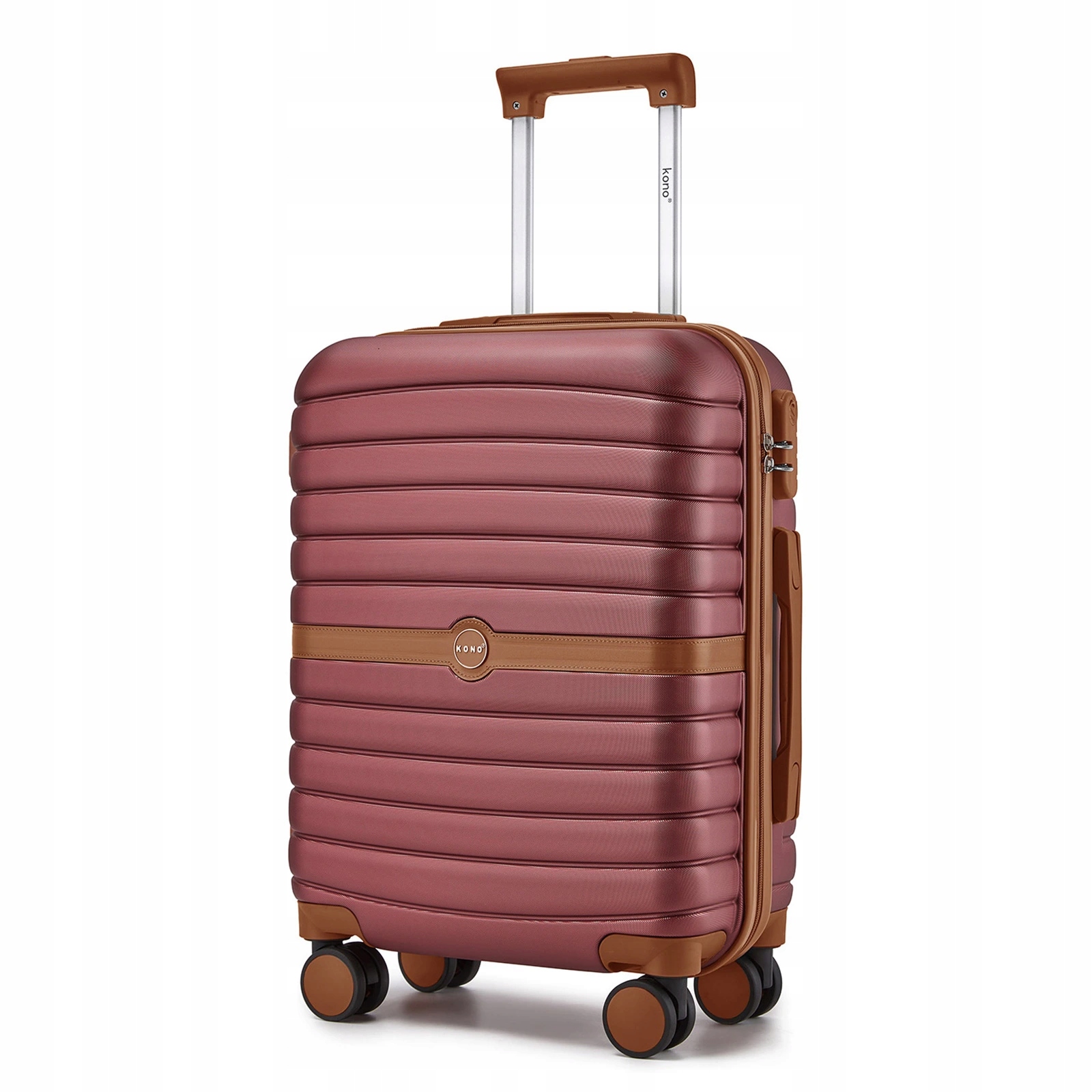 Cestovní kabinový kufr Abs+pc s pruhovaným vzorem Kono 36 L burgundy