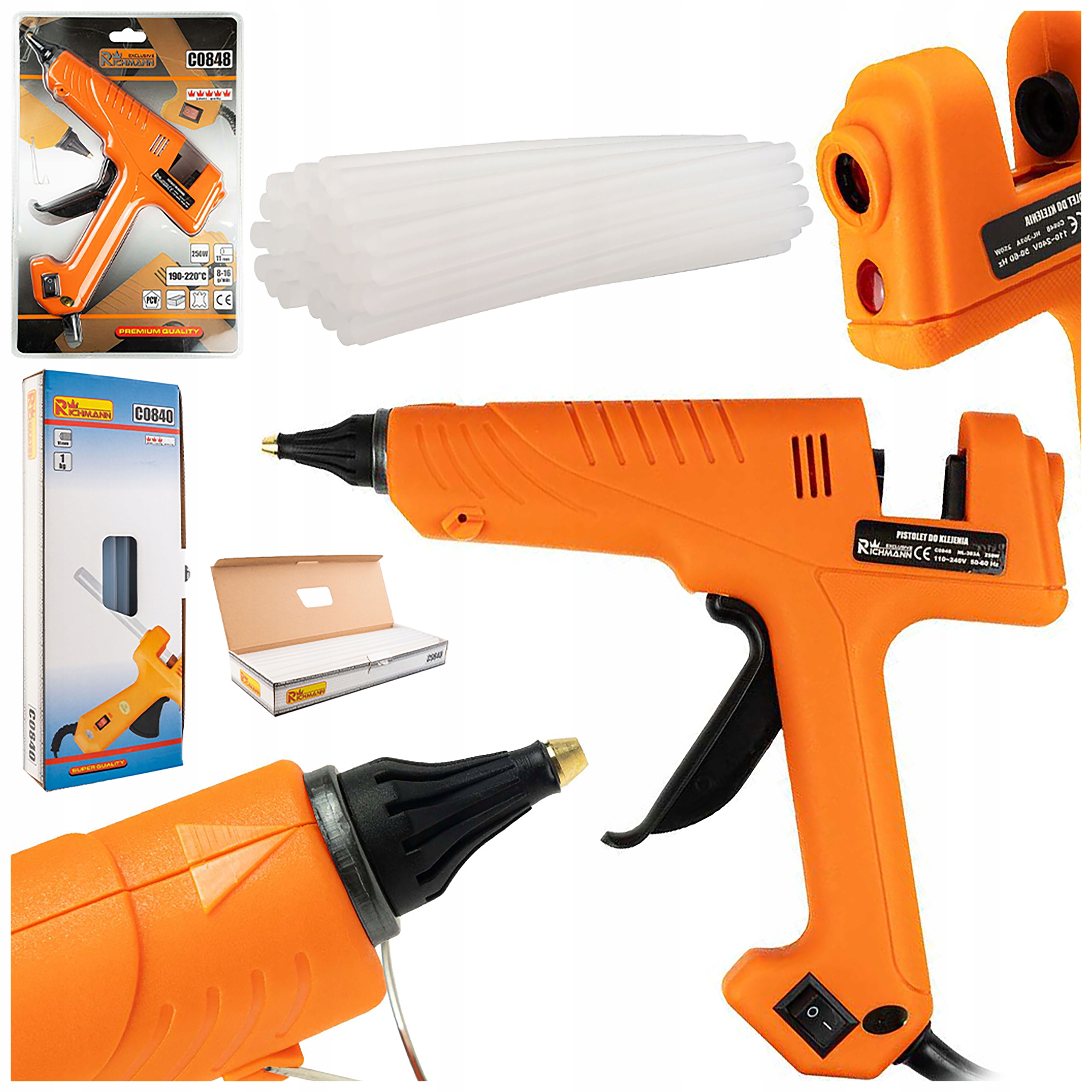 Horkovzdušná Lepicí Pistole Diy Silná 250 W Lepidlo S Náplní 11 MM 1 Kg