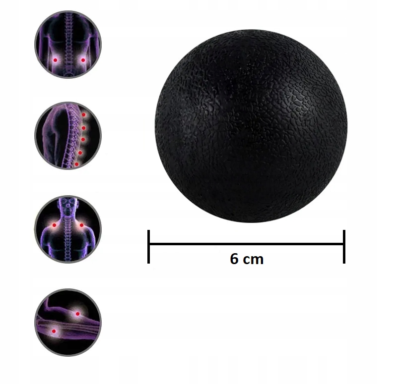 PIŁKA REHABILITACYJNA DO MASAŻU ROLLER piłeczka lacrosse MASAŻER 6cm TWARDA Model XC3-MBS-BLACK