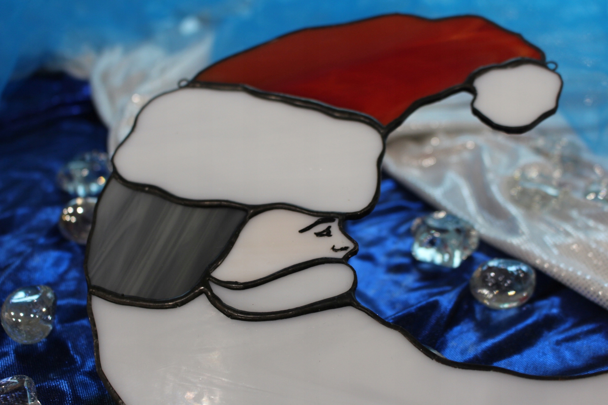 Księżyc Święty Mikołaj witraż ozdoba na święta Rodzaj witraż