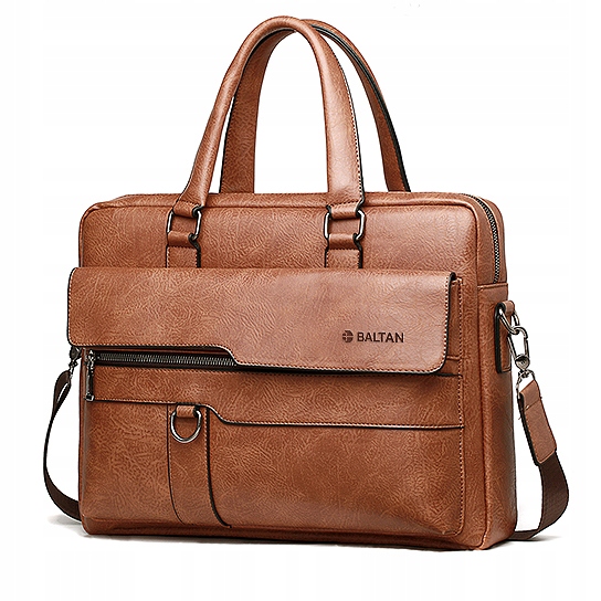 Męska Torba Aktówka Biznesowa Baltan Eco Skóra Na Laptopa 15,6'' cala Brąz