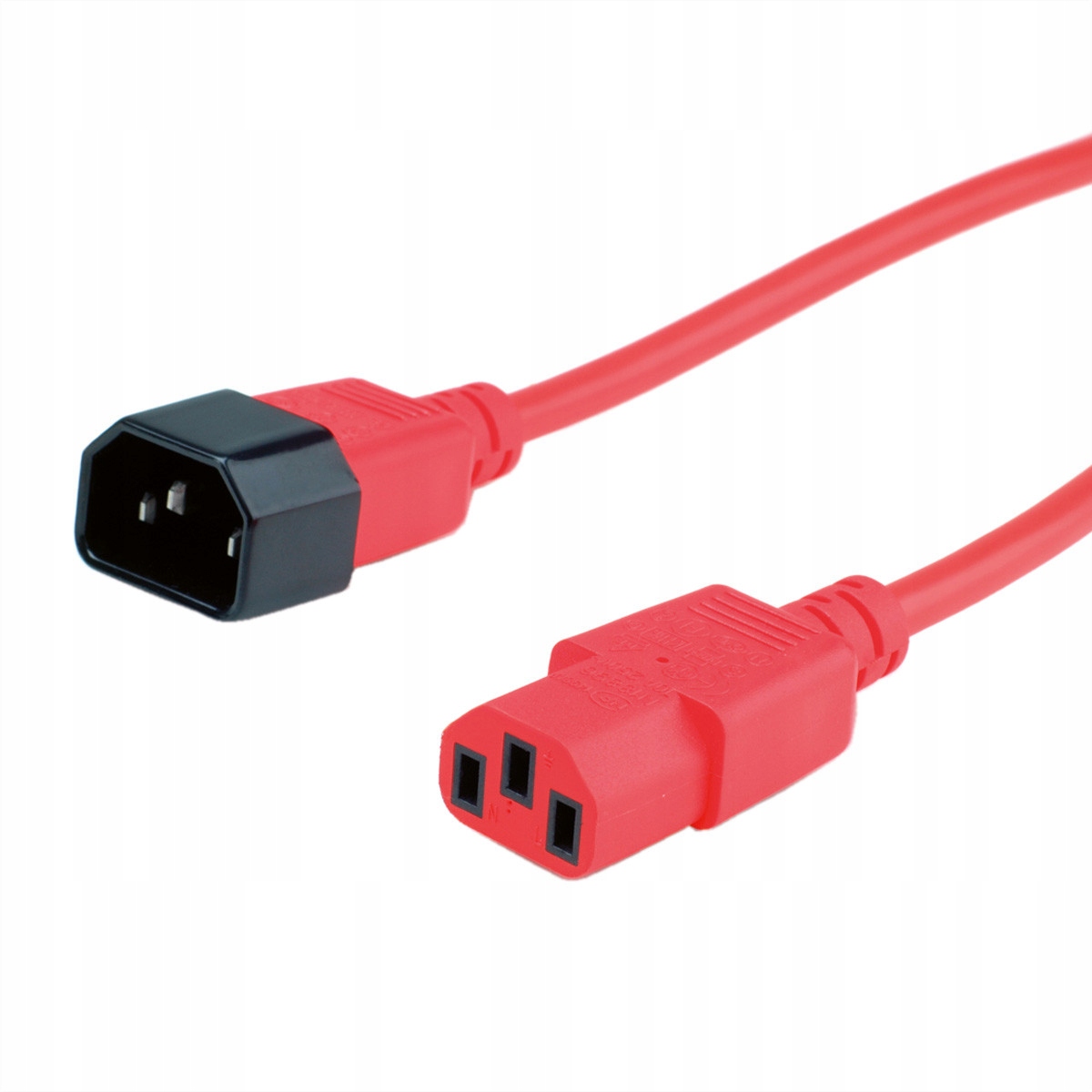 Kabel zasilający IEC 320 C14 - C13 czerwony 3m