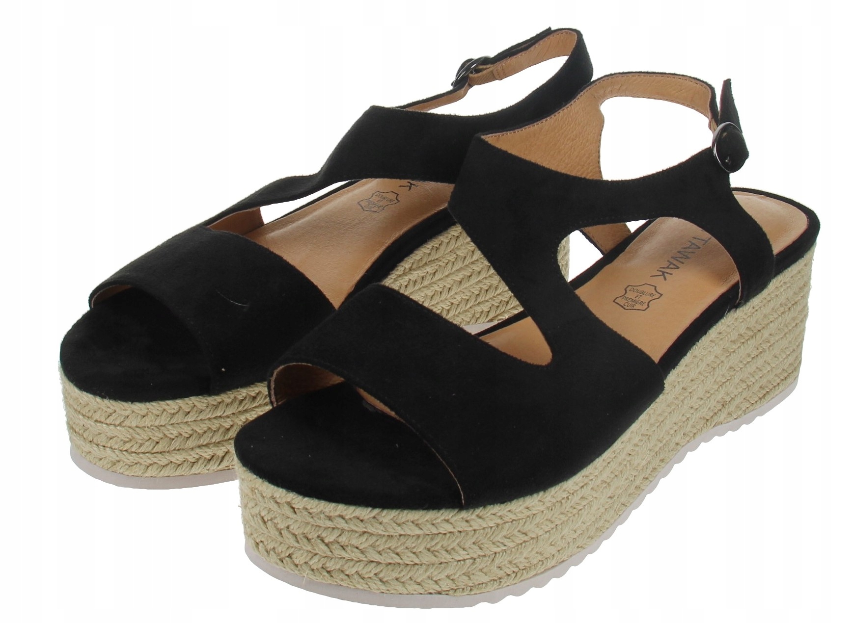 Chattawak Černé Sandály Espadrilky Na Platformě Semiš 41 J3A