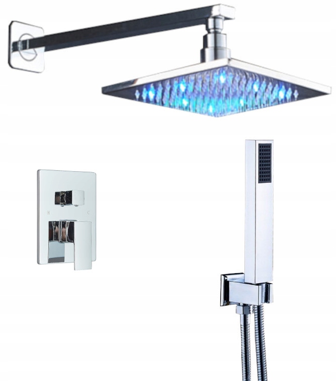 Zestaw Podtynkowy Deszczownica 40CM Ledy Chrom
