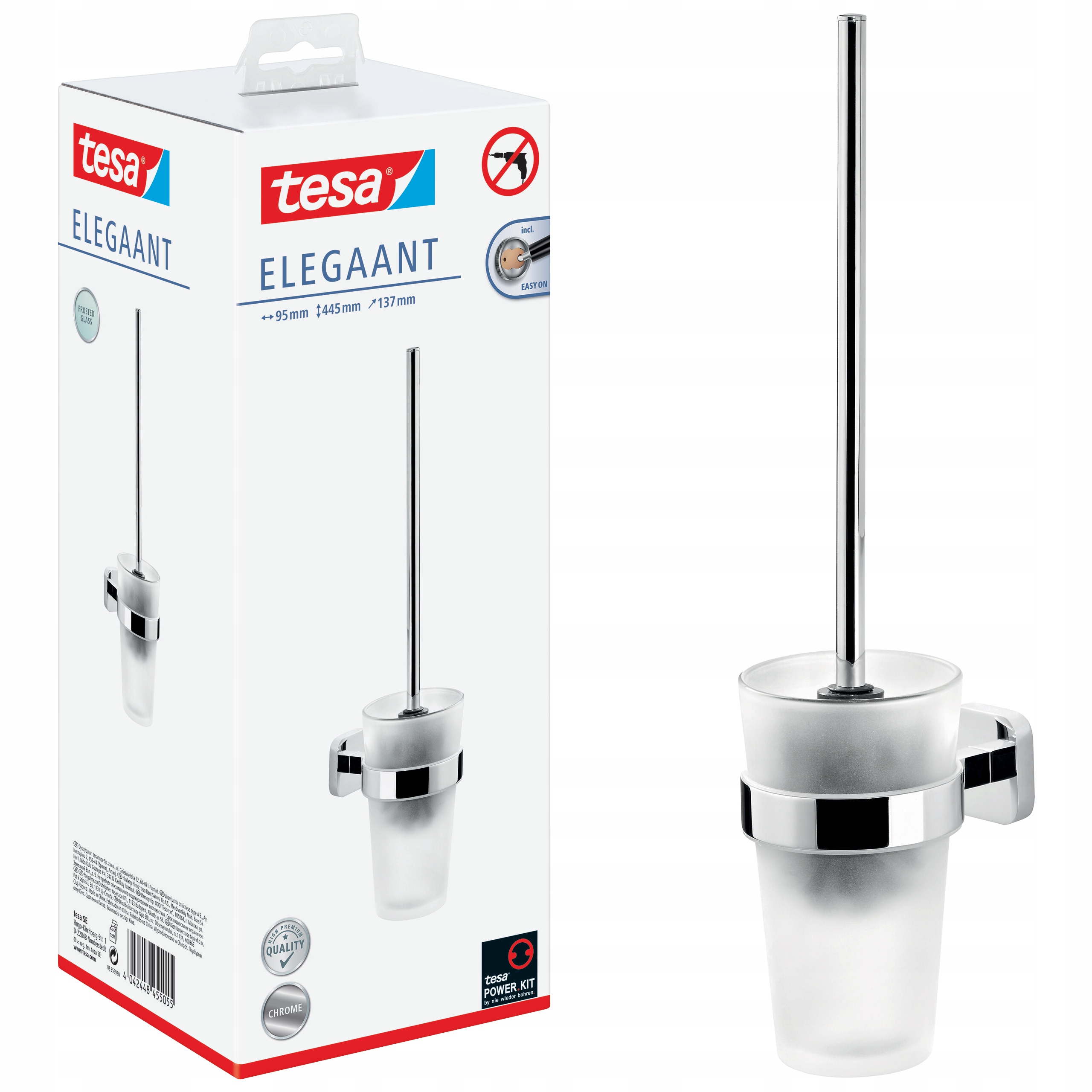 Samolepiaca závesná kefa na Wc Tesa Eleegaant do kúpeľne kovová