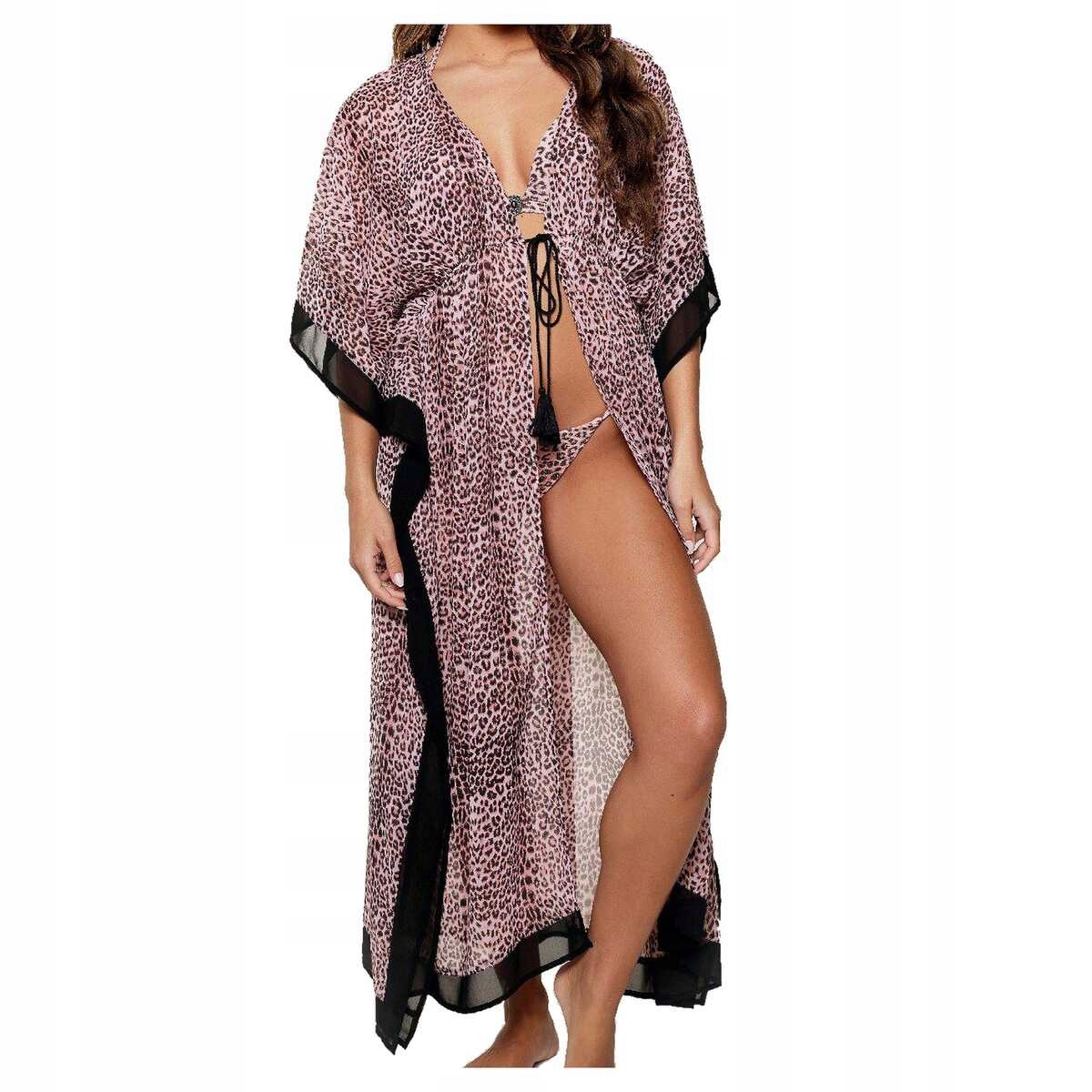LingaDore Kimono pláž letní oblečení 7703P-1 leopard print L/XL