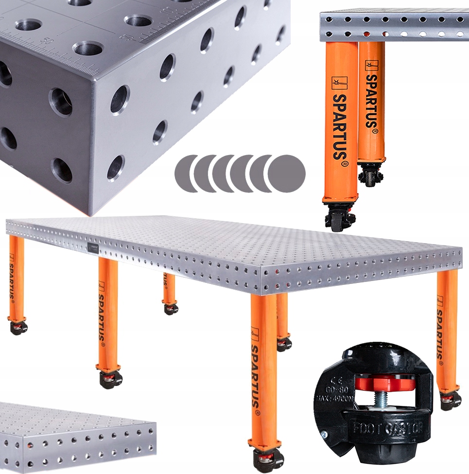 PROFESJONALNY STÓŁ SPAWALNICZY SPARTUS HERMES 3D 2400x1200x100mm D16 6 NOGI