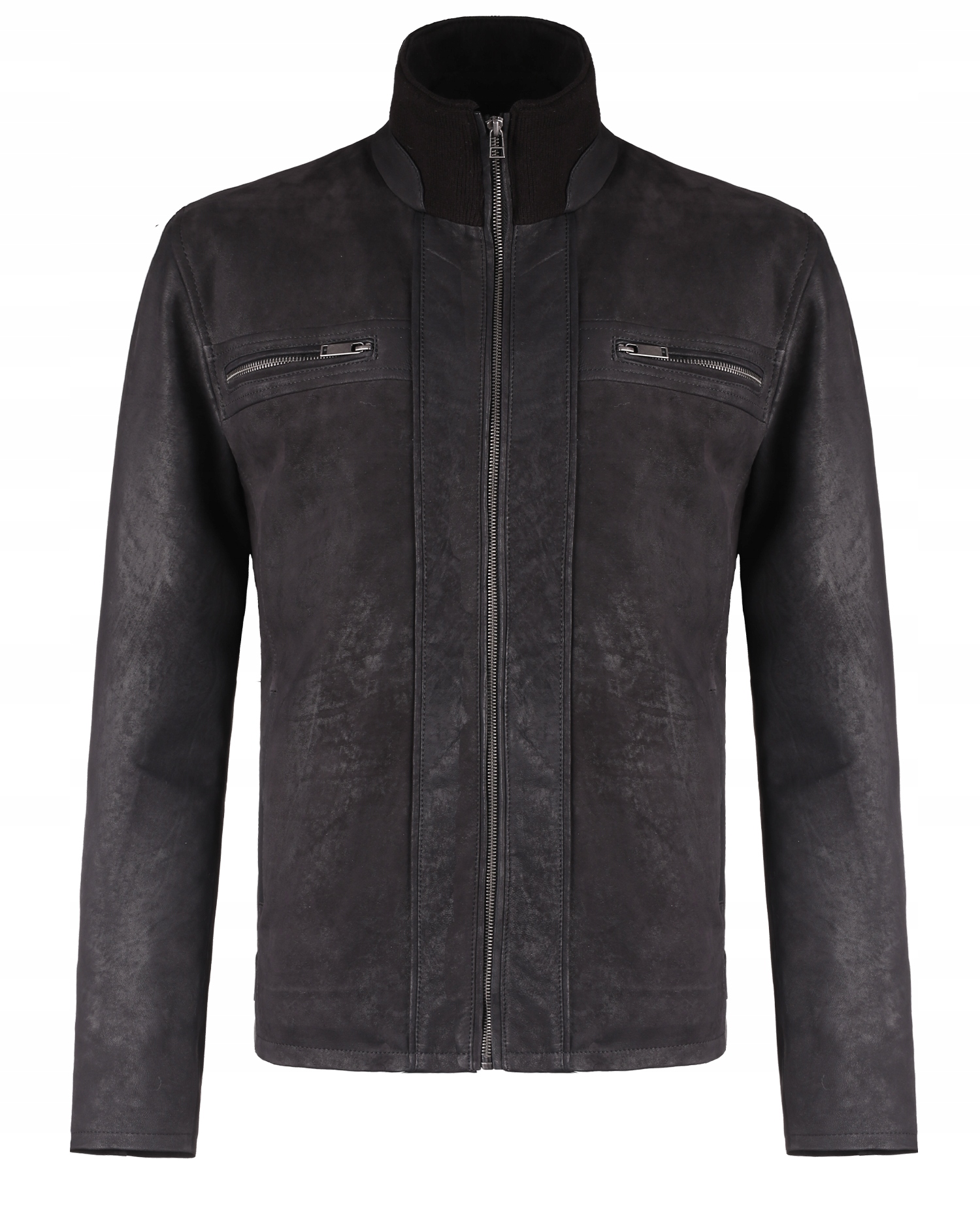 OCIEPLANA SKÓRZANA KURTKA MĘSKA KAROL M SZLIFOWANA CZERŃ Model KAROL