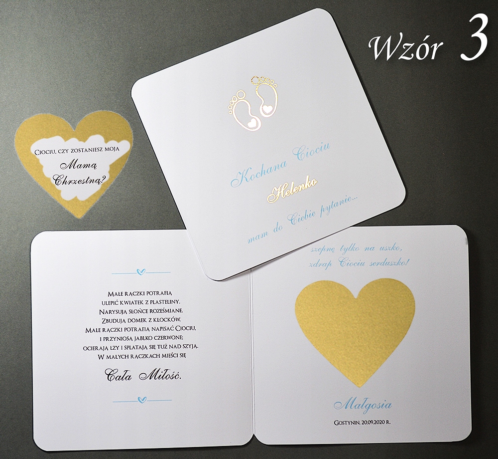 Prośba Pytanie Zdrapka Chrzestnej PERSONALIZOWANA Kształt kwadratowy