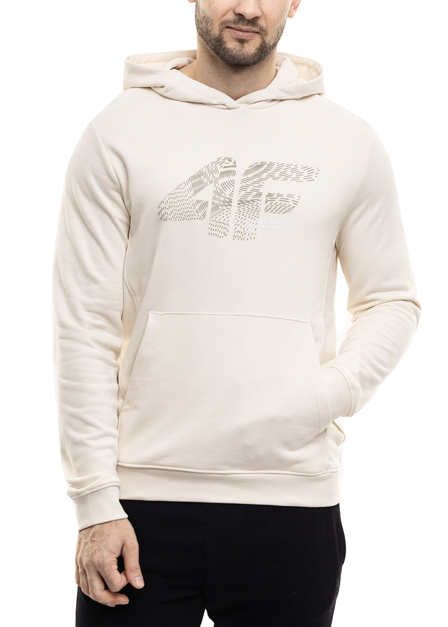 Pánská Mikina 4F M1585 Kapucí Klokanka Bavlněná Sportovní Krémová vel 2XL