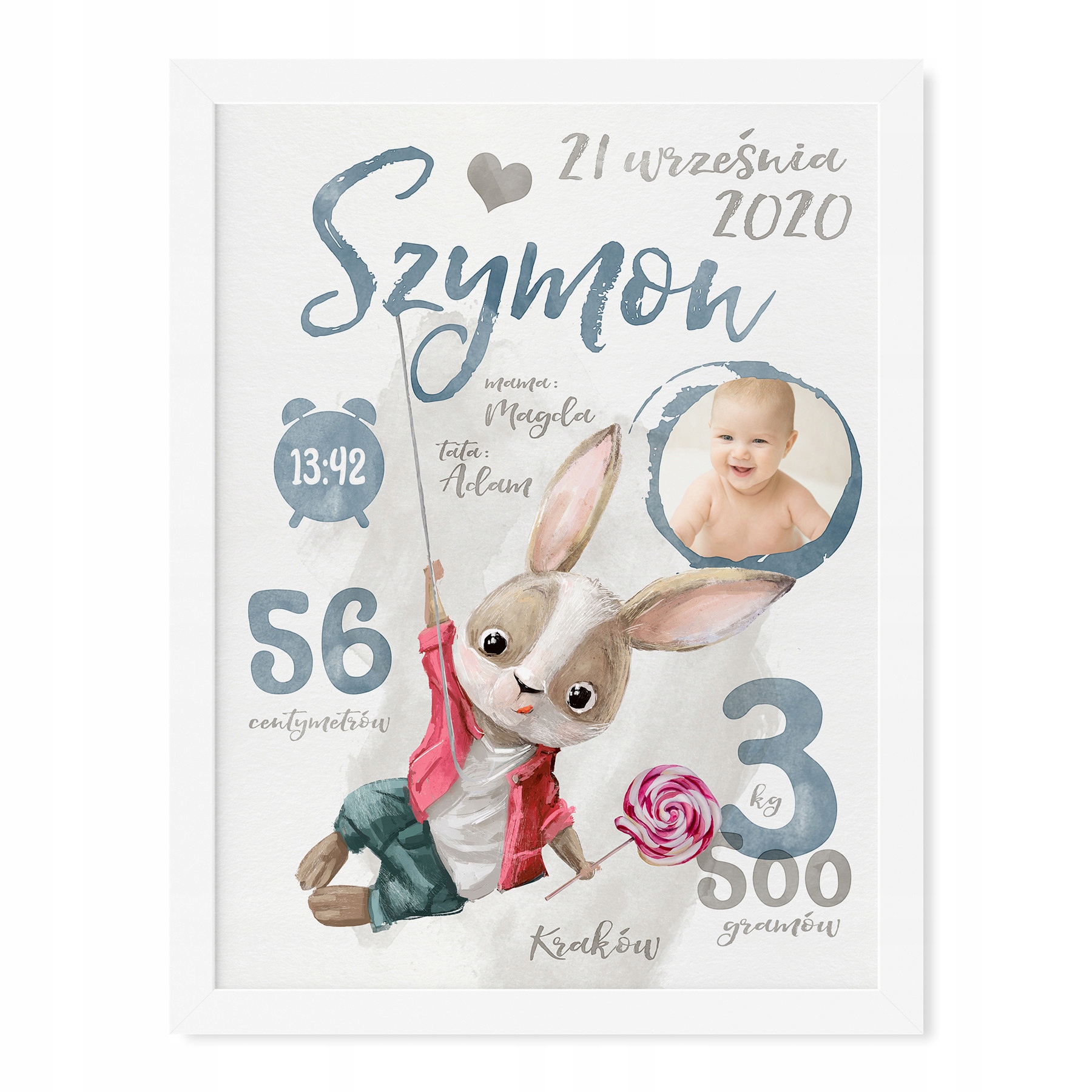 

Nowość | Metryczka Ze Zdjęciem | 40x50 cm + Ramka