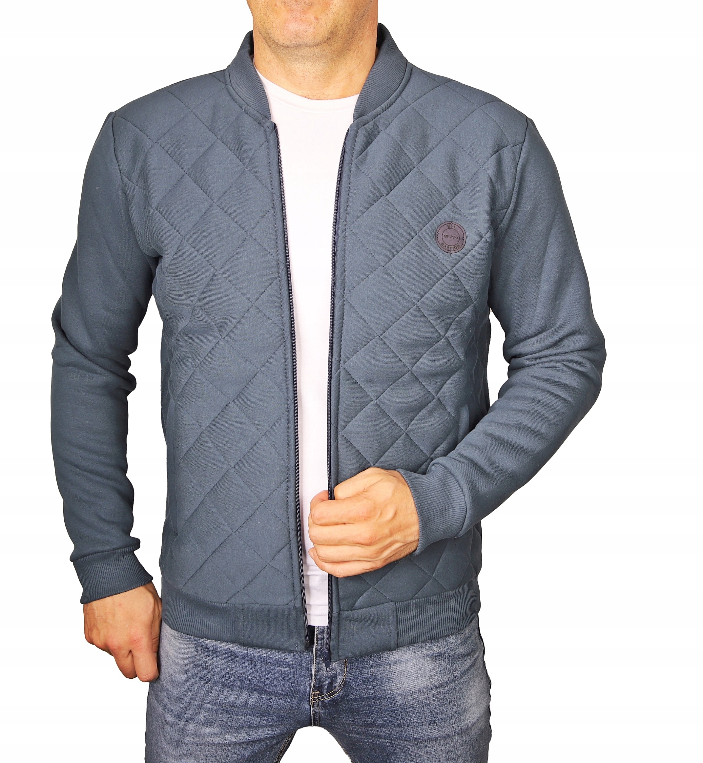 Bluza męska błękitna ciepła Polska na zamek Bastion szykowna XL