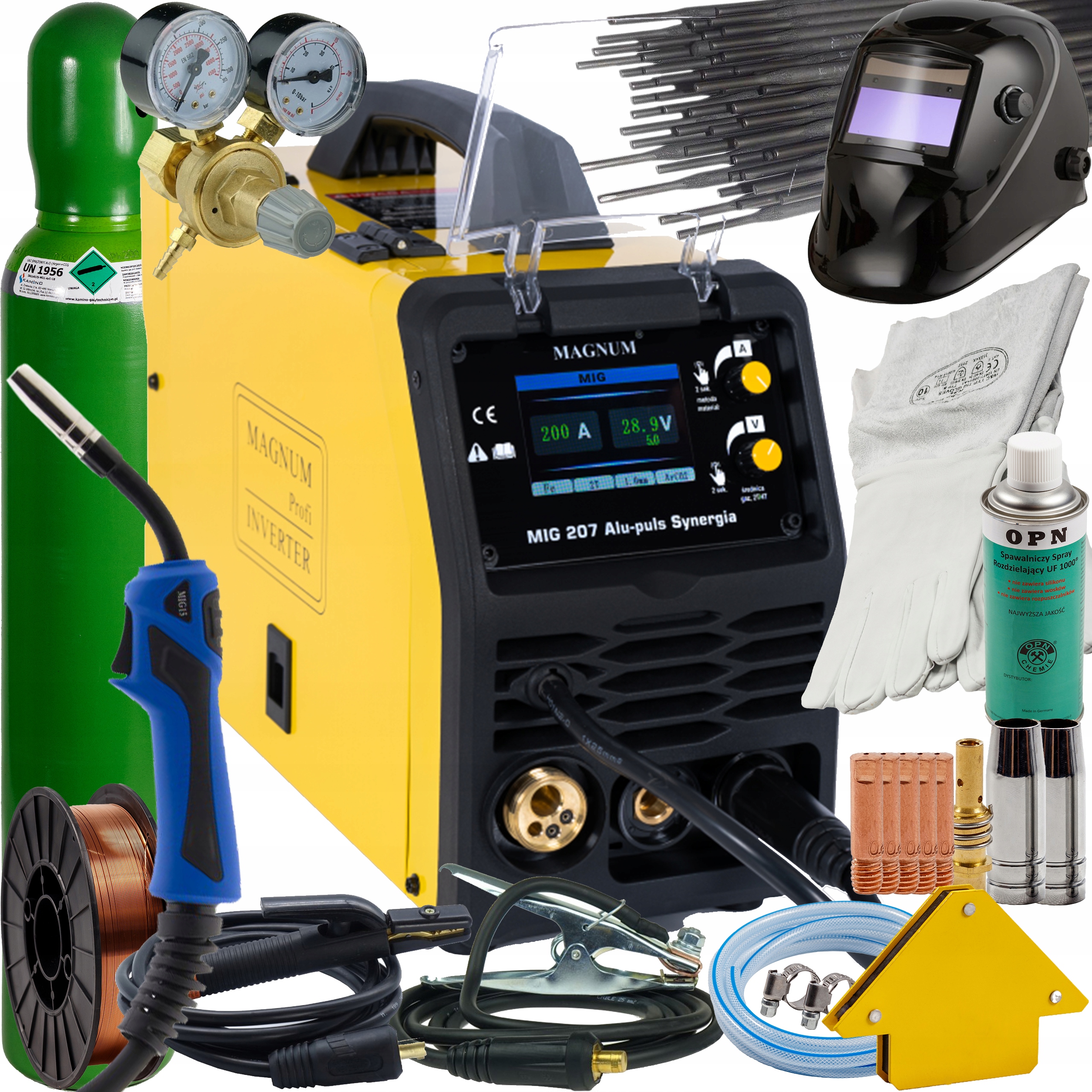 Svářečka Migomat Magnum Mig 207 Hliník Puls Synergie Mma 230V Sada 1