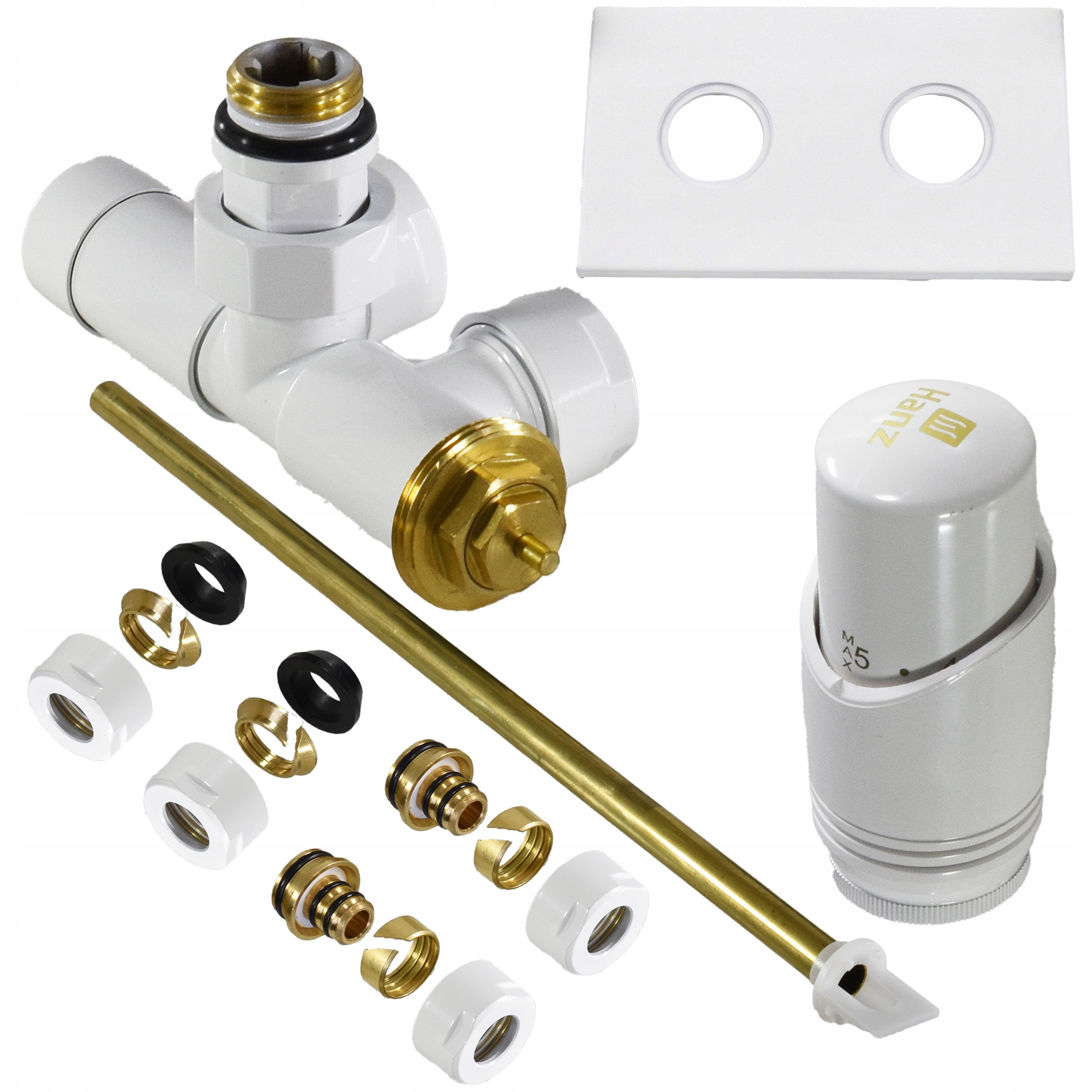 Jednootvorový termostatický ventil bílý s univerzální hlavicí