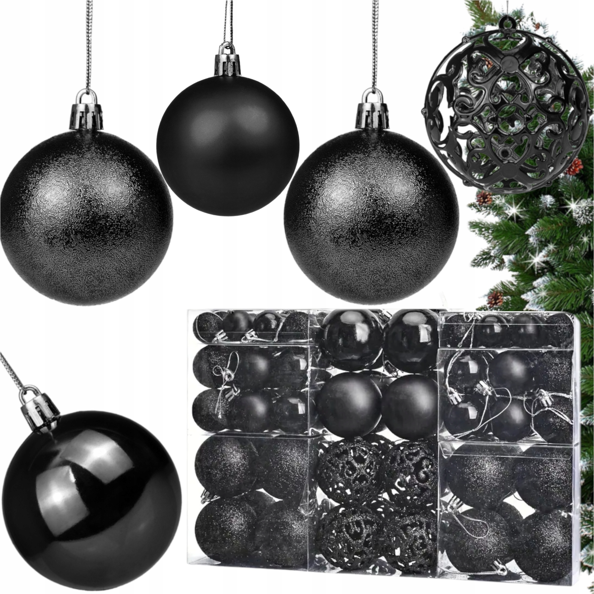 Vánoční Baňky Černé Velmi Velká Sada Krásných Vánočních Dekorací