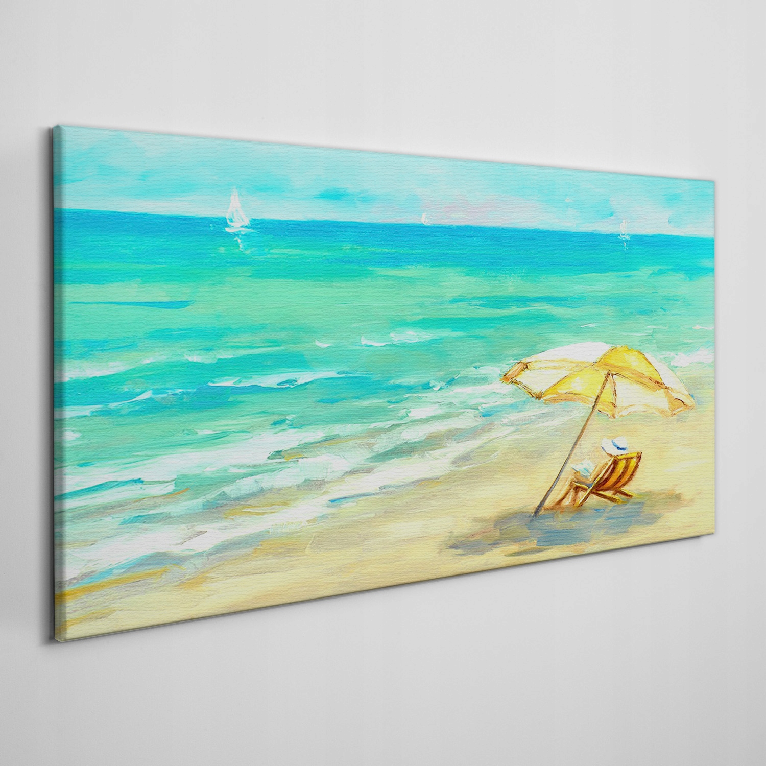 

Obraz na płótnie Plaża morze fale parasolka 100x50