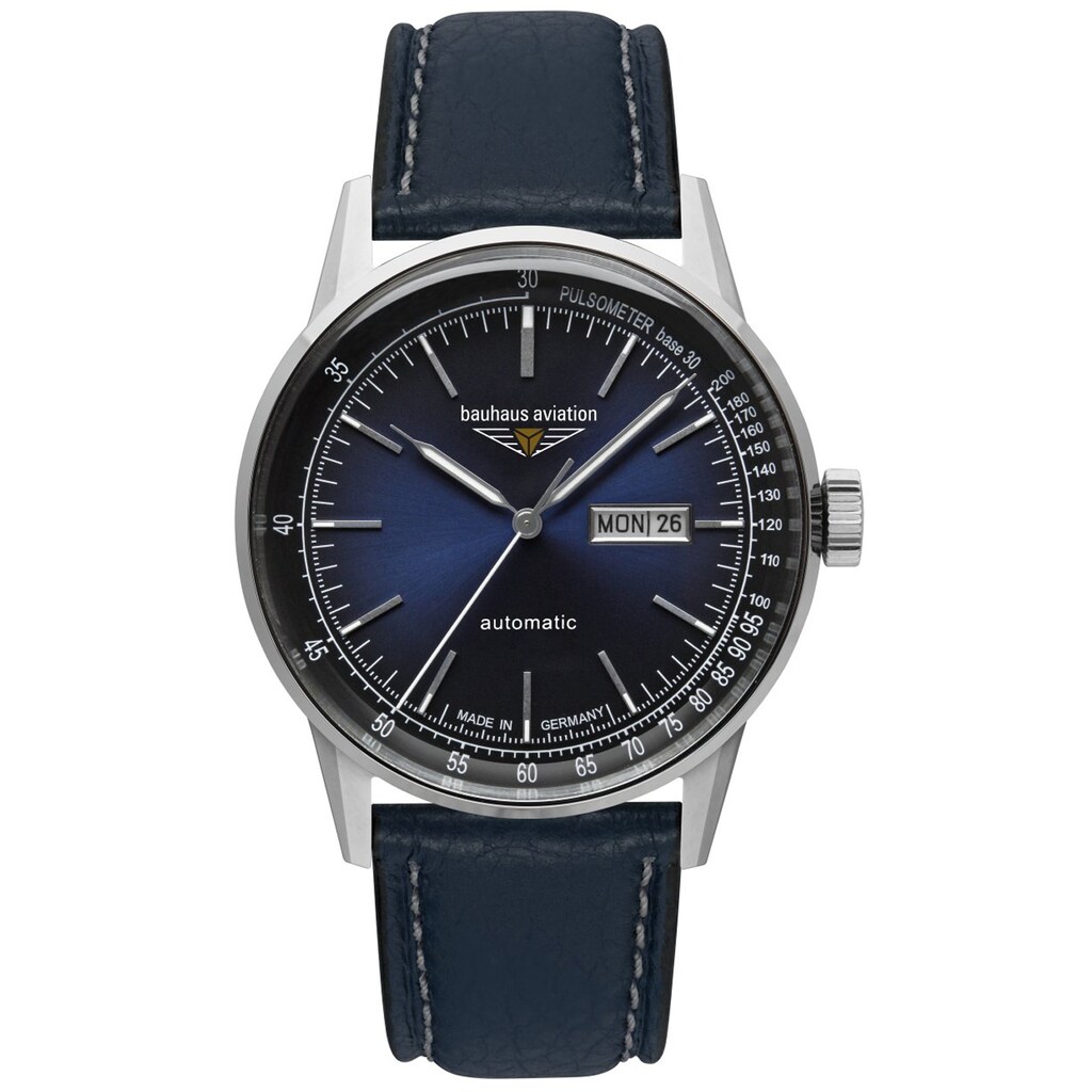 Bauhaus Aviation 2366-3 pánské automatické hodinky modré 42 mm