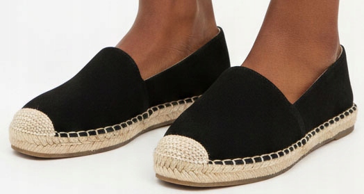 9305 CZARNE KLASYCZNE ESPADRYLE BALERINKI PÓŁBUTYDAMSKIE WYGODNE