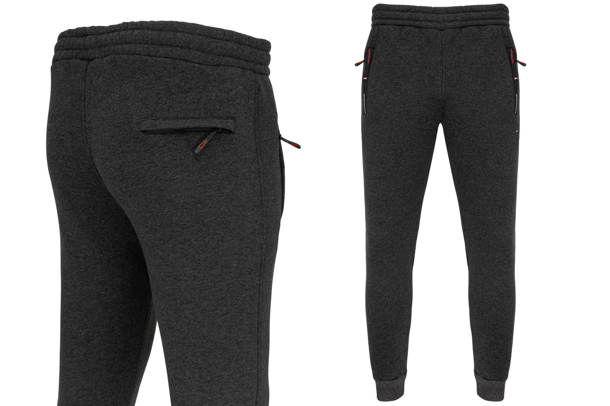 Pánské Teplákové Kalhoty Šedé S Zatepleným Stahovacím Páskem, Kapsy Na Zip: XXL