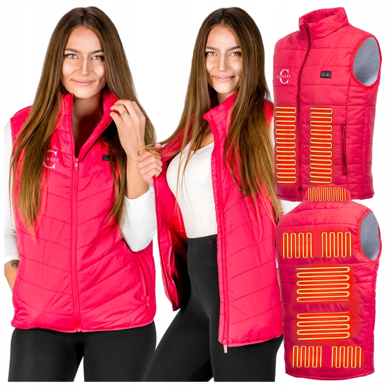 Kamizelka podgrzewana XL bezrękawnik męska damska pikowana kurtka czerwona