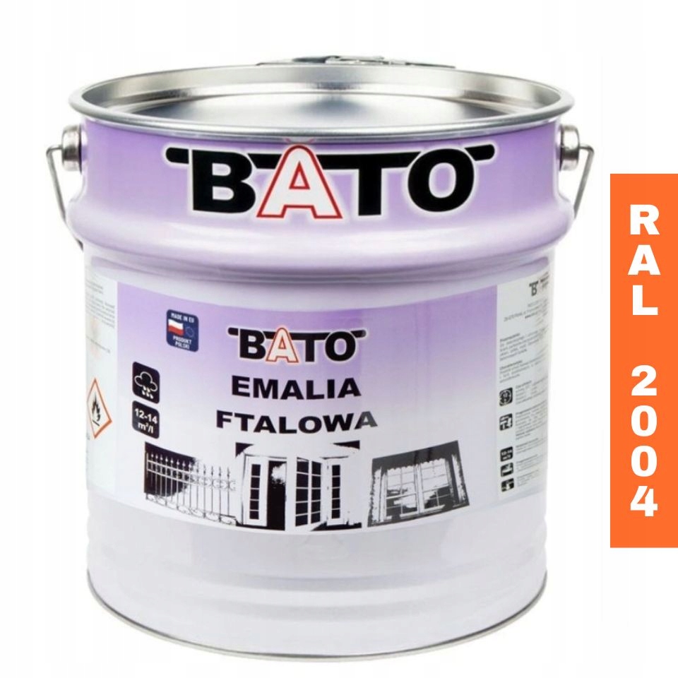 Ftalový smalt na dřevo Bato Barva na dřevo Ral 2004 Oranžová 10L