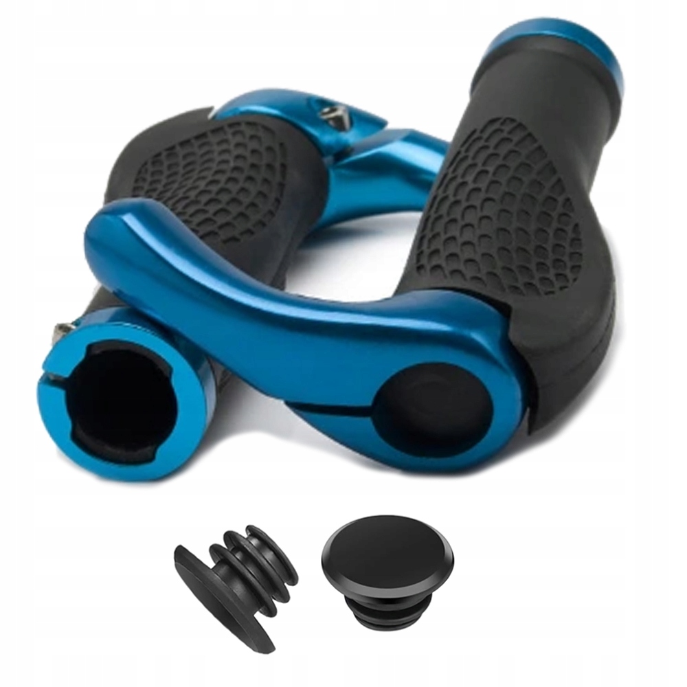 CHWYTY KIEROWNICY ROGI GUMOWE ROWEROWE ALU NIEBIES