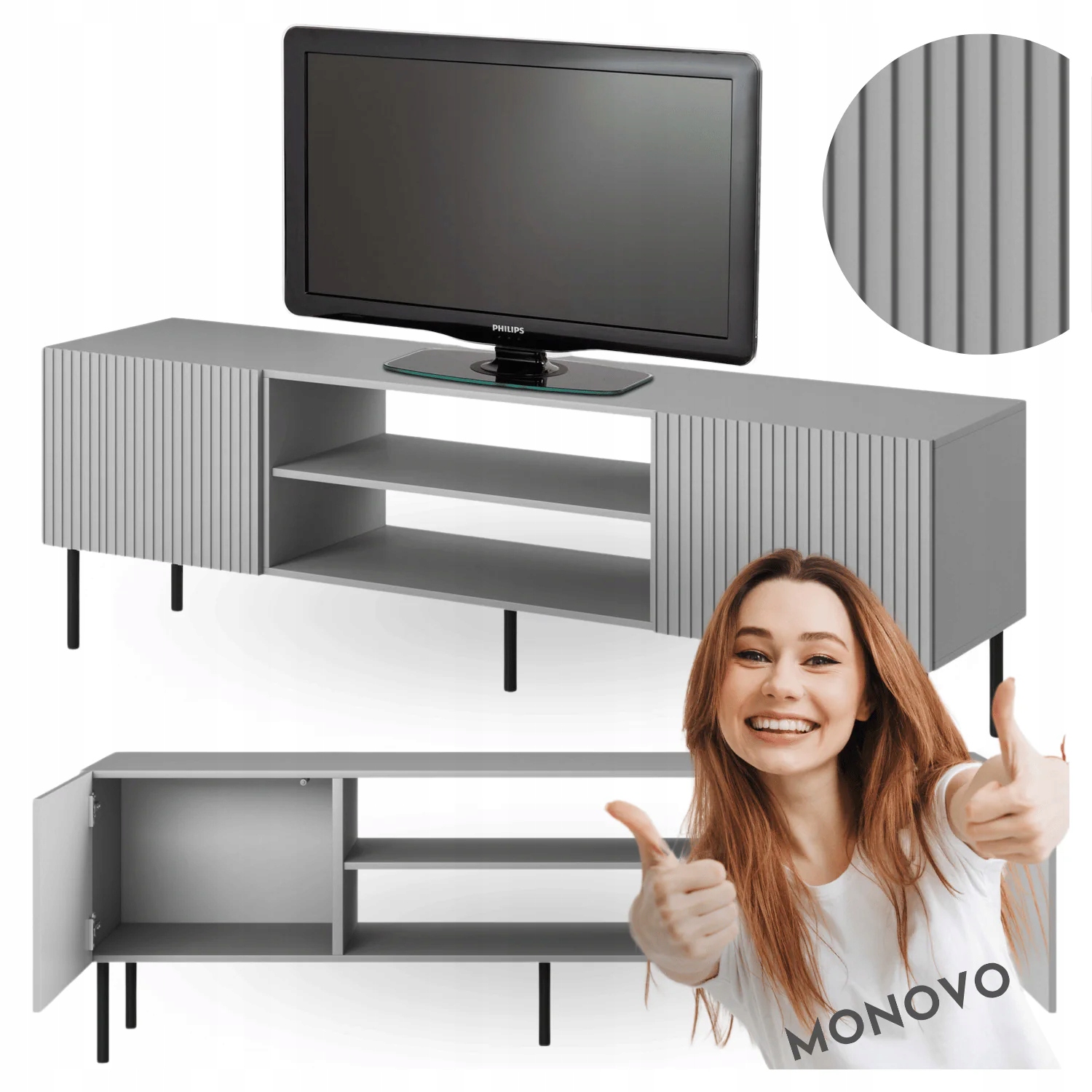 Szafka pod Telewizor Asensio RTV-1 Szara 180 Loft
