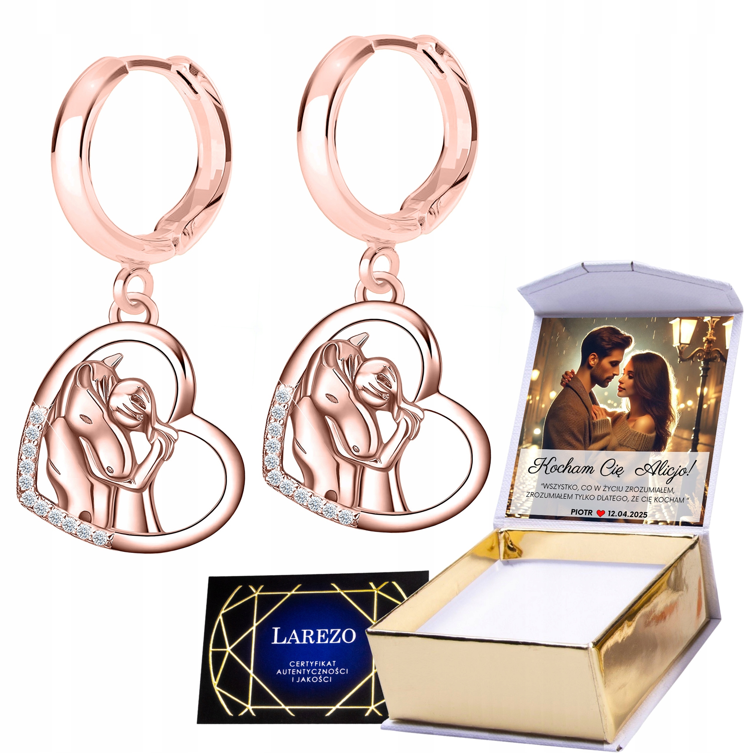 Náušnice Pozlacené na Biglu Koník Kůň Dívka Poník Koně Potisk