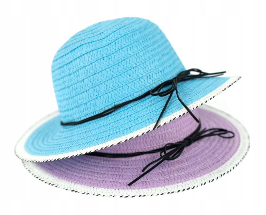 Kapelusz Słomkowy Plażowy Letni dla Dziewczynki Lekki Przewiewny Różowy 52 Rozmiar 50-52 cm