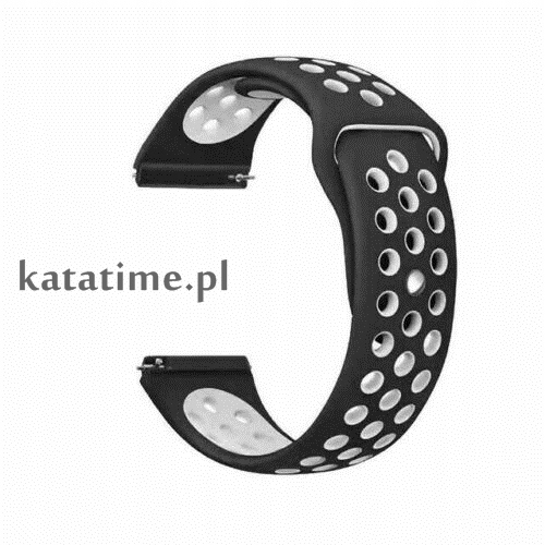 Pasek do zegarka do smartwatcha 20 mm czarny gumowy silikonowy wodoodporny