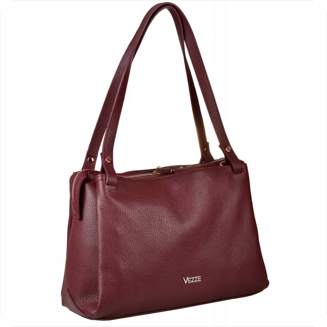 Vezze italská kožená taška shopper bag bordó