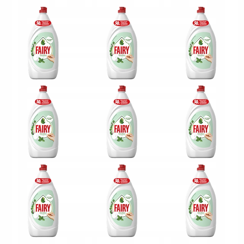 Fairy Sensitive Teatree & Mint Tekutý prostředek na mytí nádobí 1350 ml X9