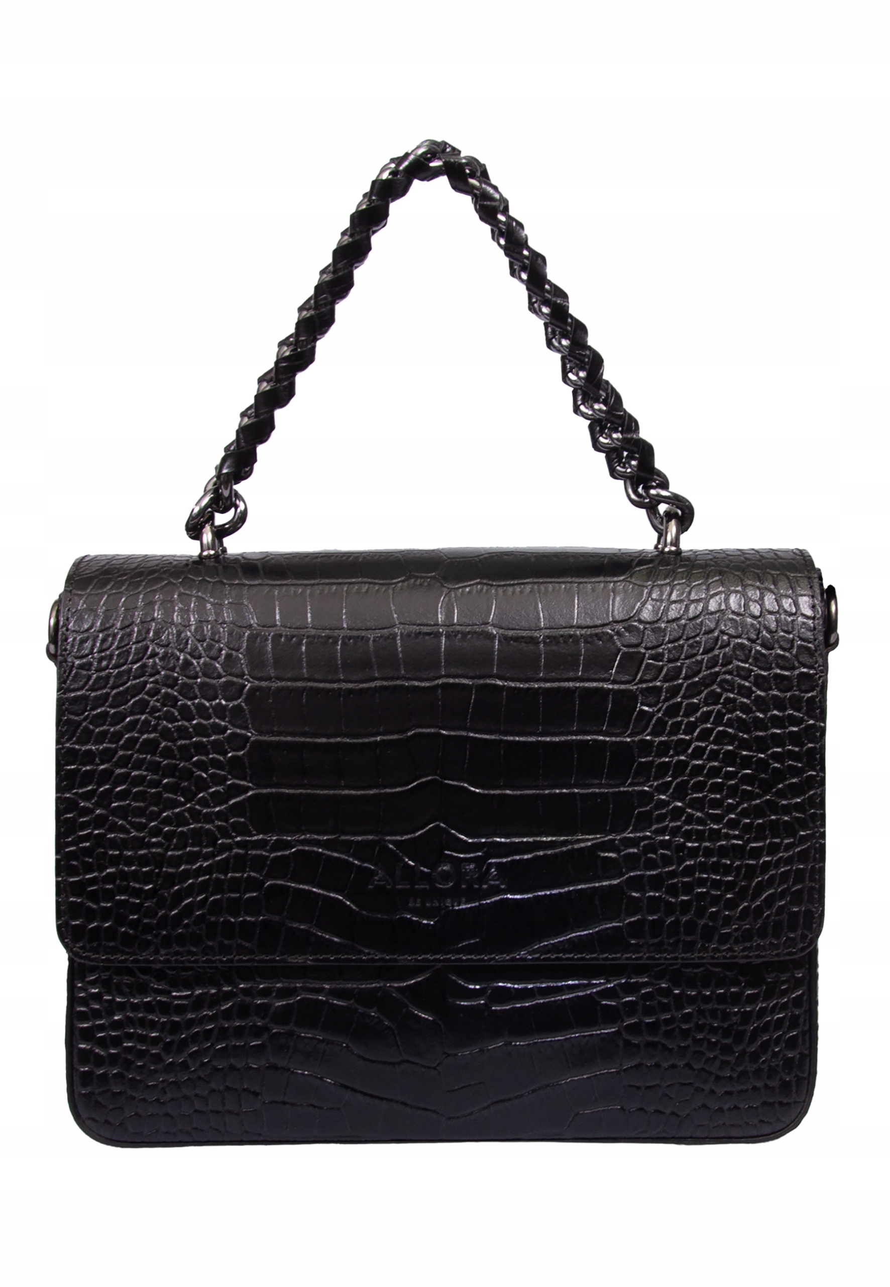 Černý Kufřík Malá kabelka z hadí kůže Allora Přírodní kůže 20 x 27 cm