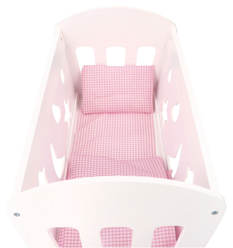 OUTLET!Dzień dziecka Biała kołyska z pościelą dla lalek