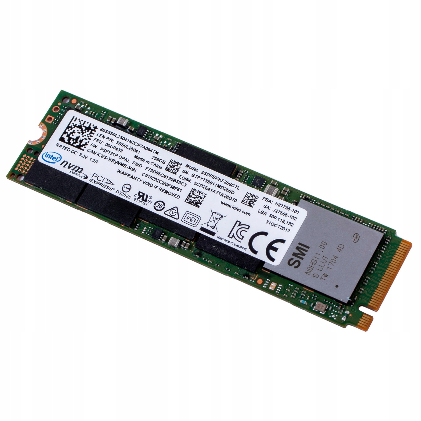 Dysk twardy Intel 256 GB PCIe SSD M2 2280 Producent Intel